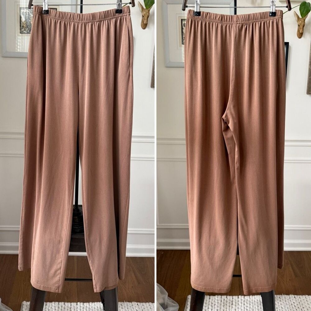 OGL Move Wide Straight Leg Elastic Waist Pants Caramel Brown M